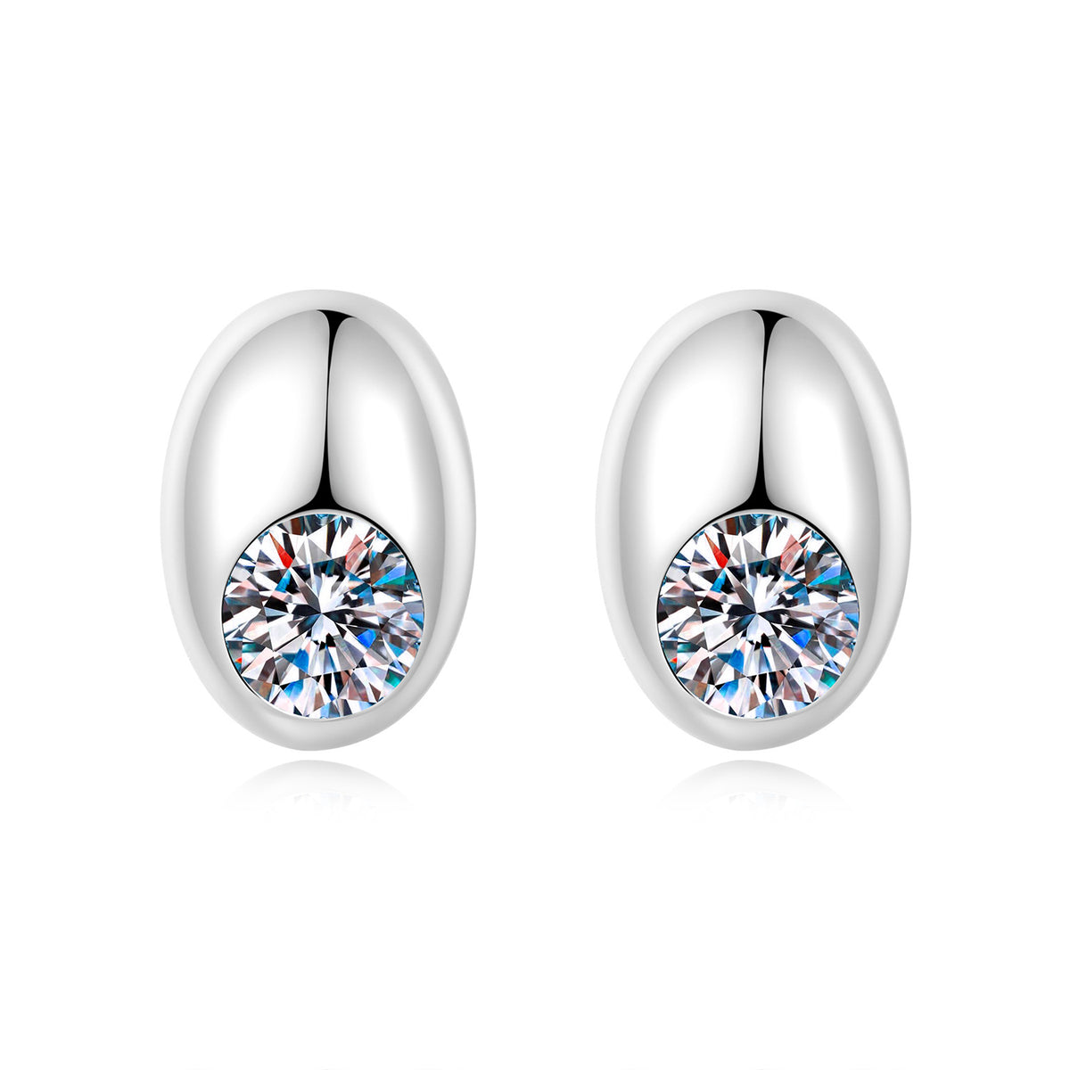 S925 Sterling Silver Oval Moissanite Stud Earrings