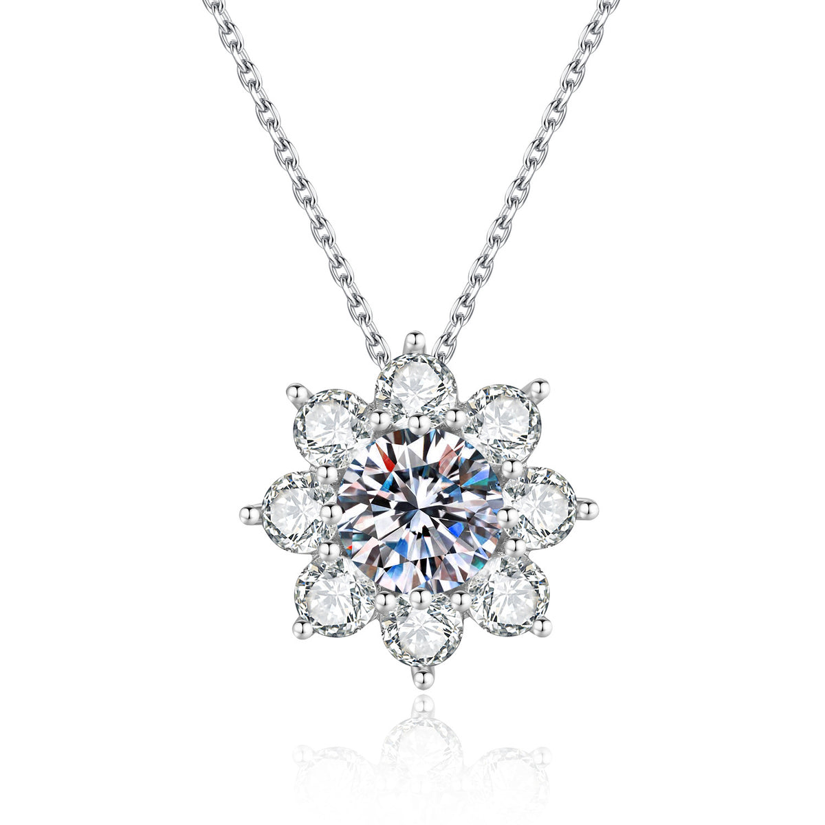 S925 Sterling Silver Sunflower Moissanite Necklace