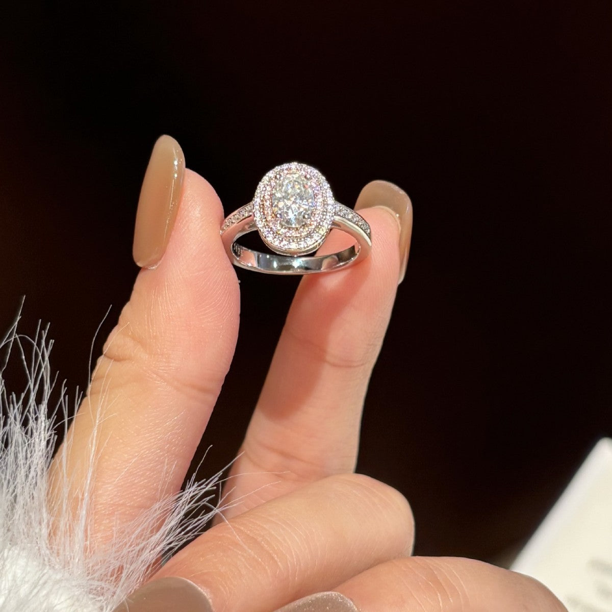 S925 Sterling Silver Oval Moissanite Ring
