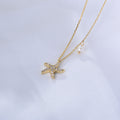 S925 Sterling Silver Zircon Inlaid Starfish Five-Pointed Star Pearl Necklace
