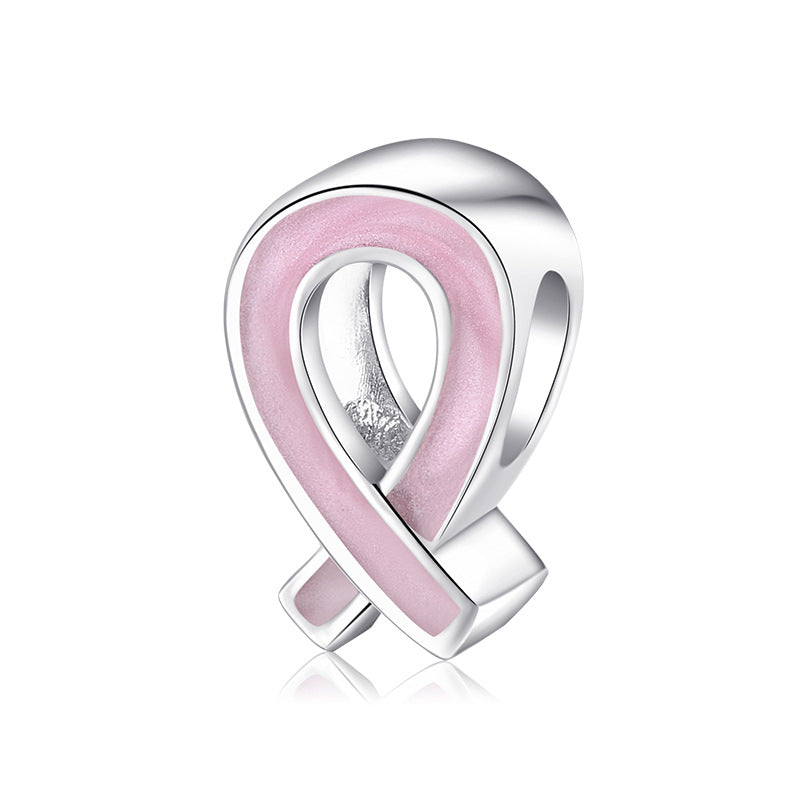 S925 Sterling Silver Red Ribbon Bead Pendant