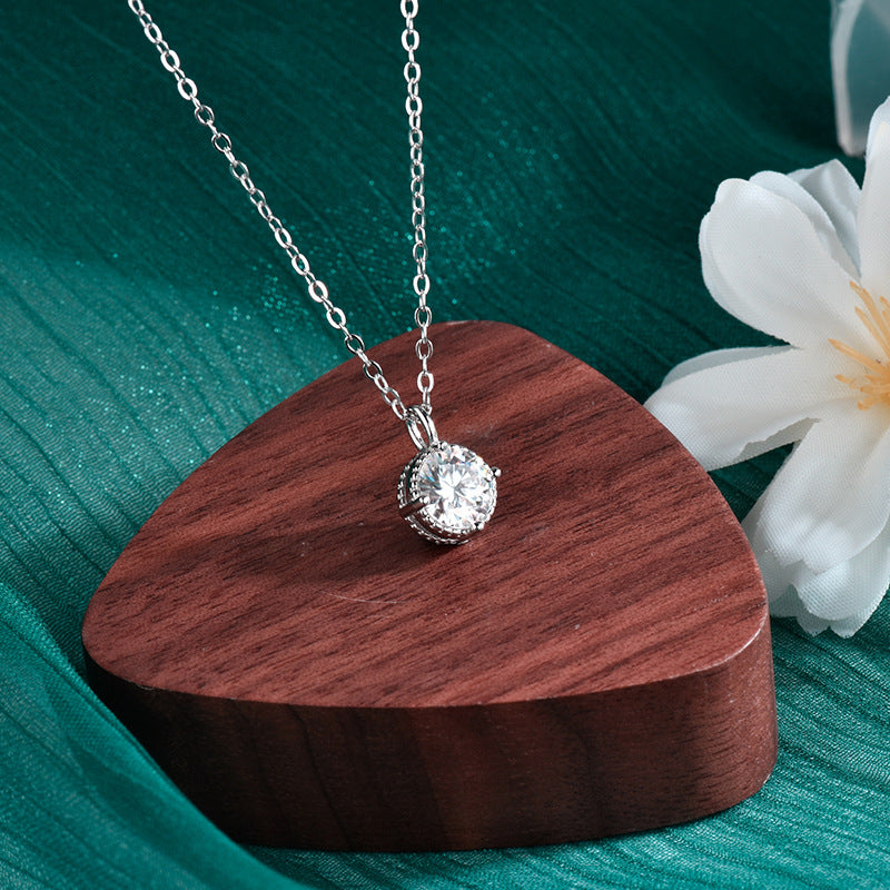 S925 Sterling Silver Moissanite Four Claw Pendant Necklace