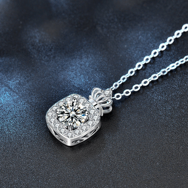 S925 Sterling Silver Moissanite Perfume Bottle Pendant Necklace