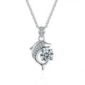 S925 Sterling Silver Moissanite Dolphin Simple Pendant Necklace