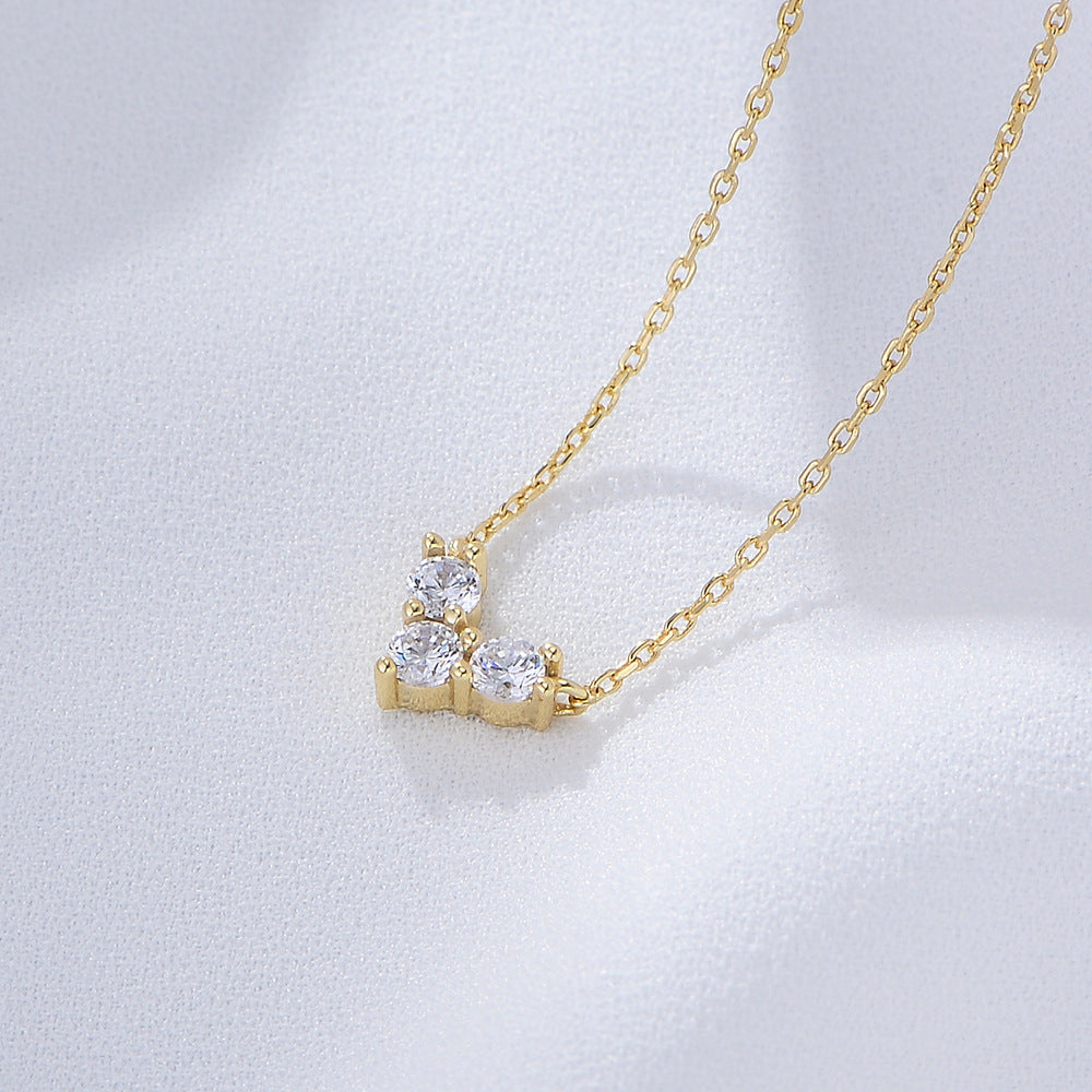 S925 Sterling Silver Zircon Diamond-Embedded Loving Heart Necklace