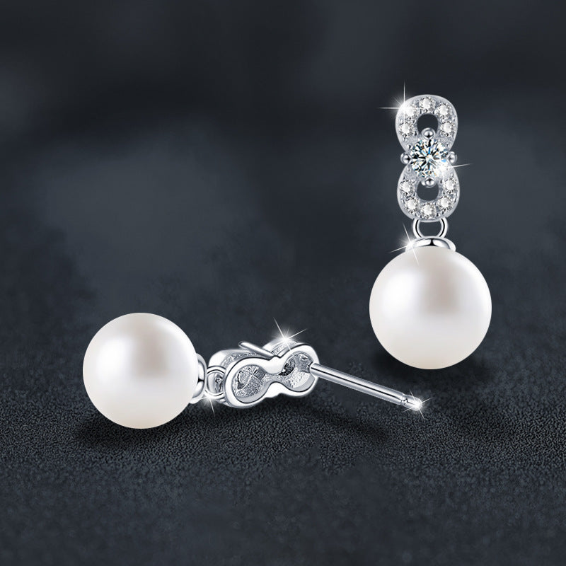Elegant and sophisticated S925 sterling silver moissanite pearl stud earrings