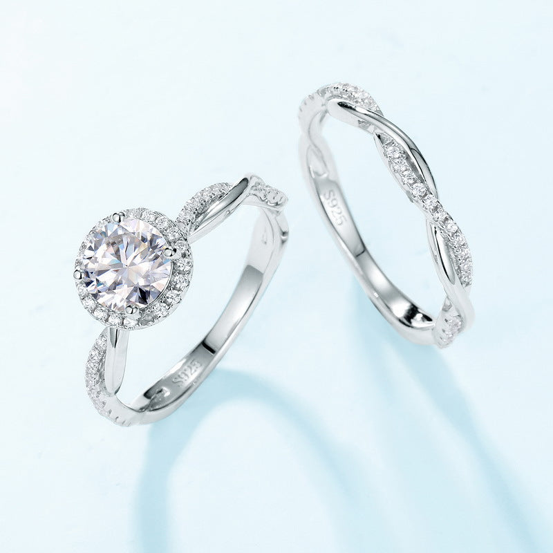 S925 Sterling Silver Radiant Moissanite Twisted Stackable Ring