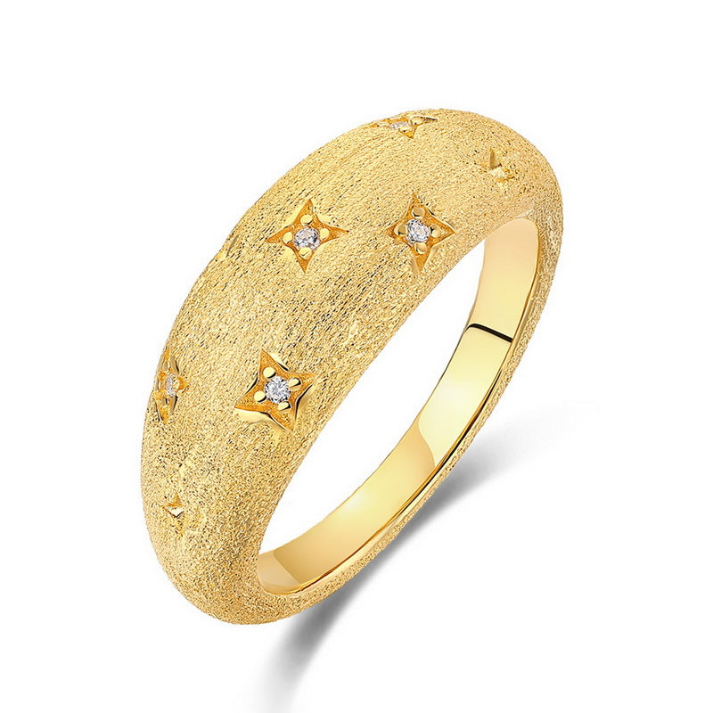 S925 Sterling Silver Gold-Plated Starry Night Zircon Ring