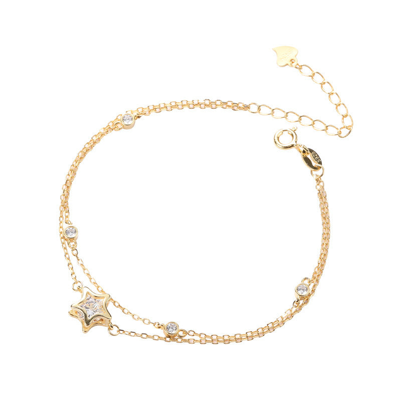 S925 Sterling Silver Double-Layer Bracelet with Zirconia