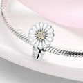 S925 Sterling Silver Creative White Sunflower Potted Beaded Zircon Pendant