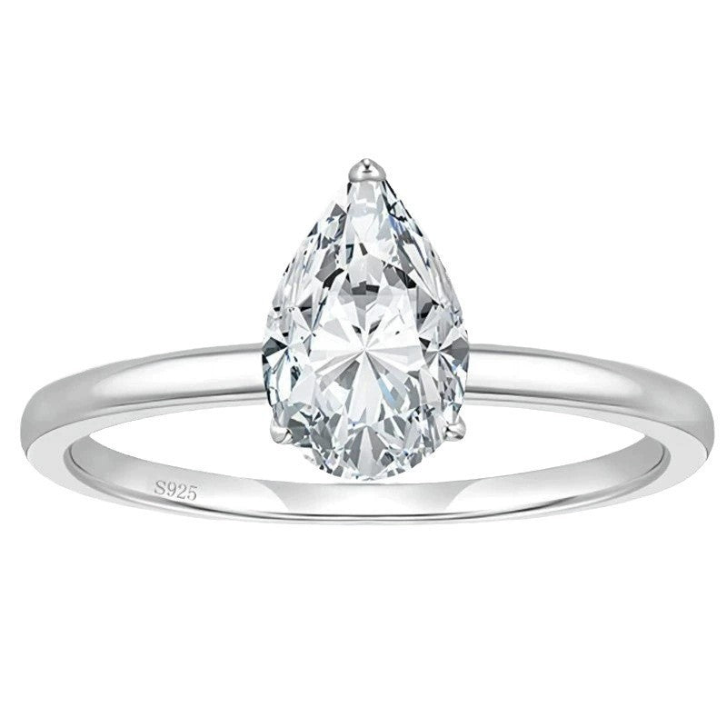 S925 Sterling Silver Luxury Water Drop Ring
