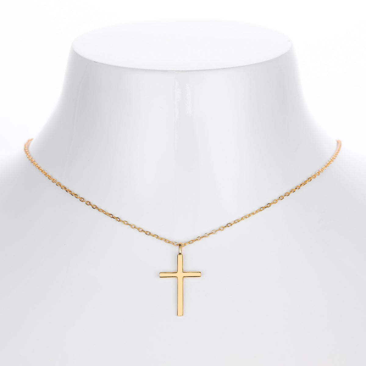 S925 Sterling Silver Simple Polished Cross Necklace