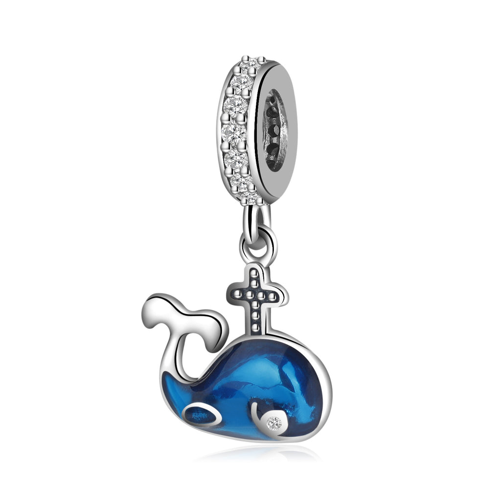 S925 Sterling Silver Whale Zircon Inlaid Pendant