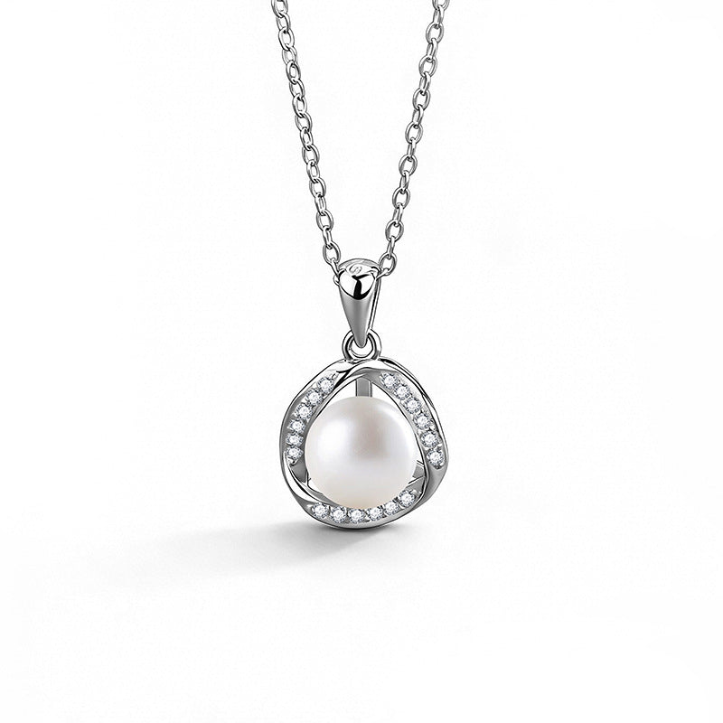 S925 Sterling Silver Moissanite Pearl Necklace