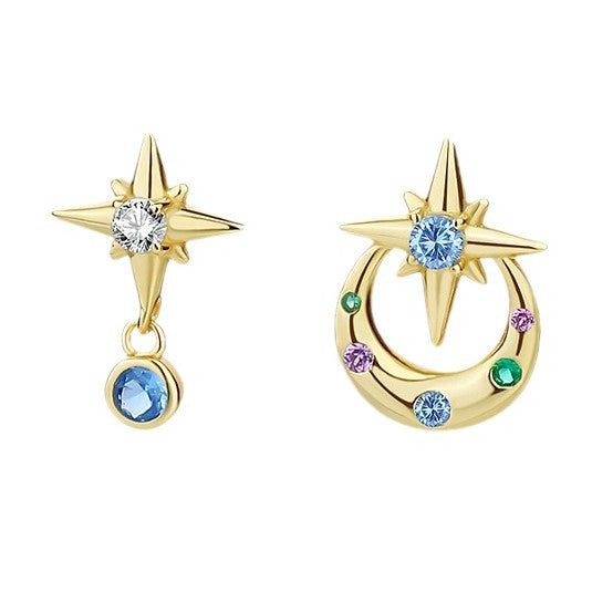 925 Sterling Silver Multicolored Zircon Drop Earrings