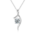 S925 Sterling Silver Moissanite Simple Four-Claw Twisted Pendant Necklace