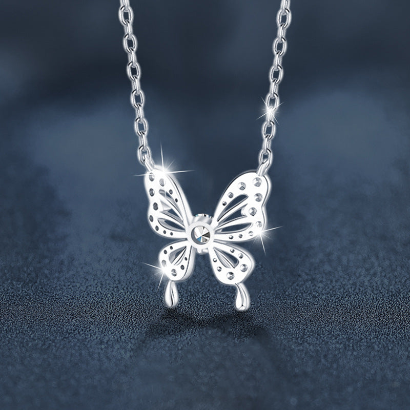 S925 Sterling Silver Moissanite Butterfly Necklace