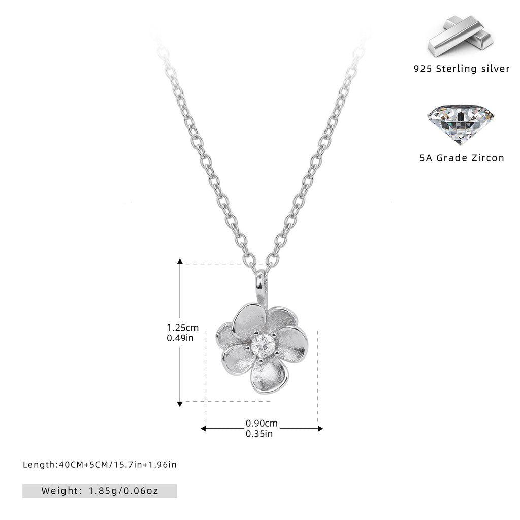 S925 Sterling Silver Flower Necklace