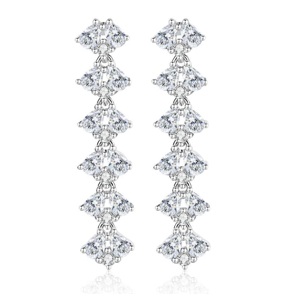 S925 Sterling Silver Moissanite Tassel Stud Earrings