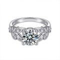 S925 Sterling Silver Moissanite Leaf Ring