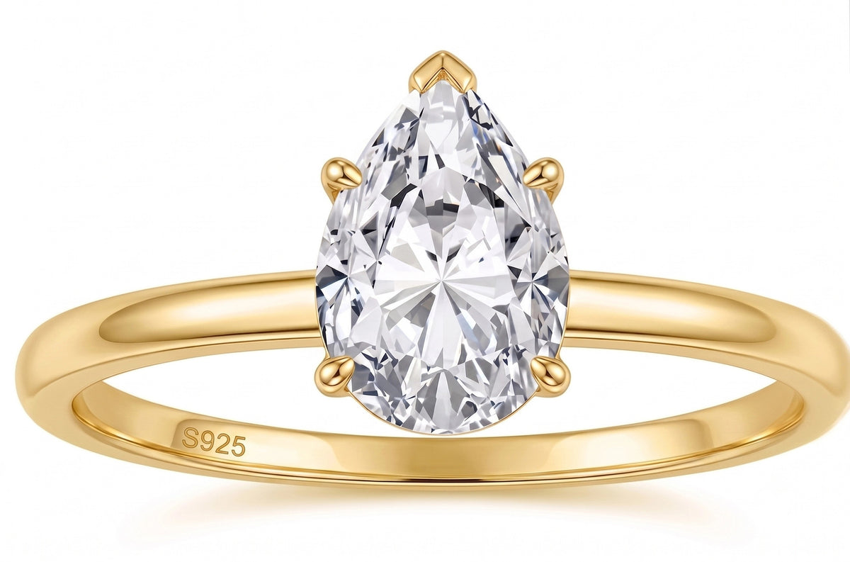 S925 Sterling Silver Luxury Water Drop Ring
