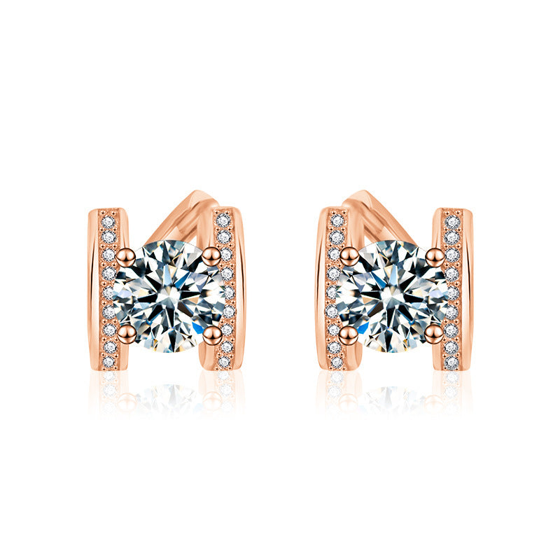 Moissanite S925 silver H letter earrings