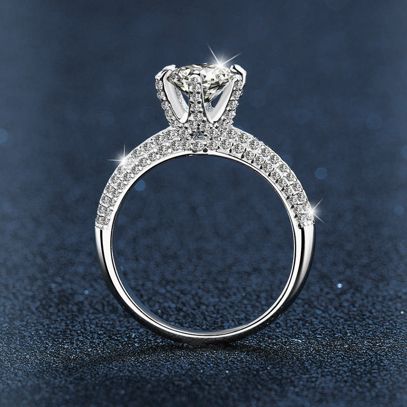 S925 Sterling Silver Moissanite Crown Ring
