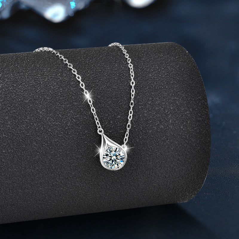 S925 Sterling Silver Moissanite Water Drop Pendant Necklace
