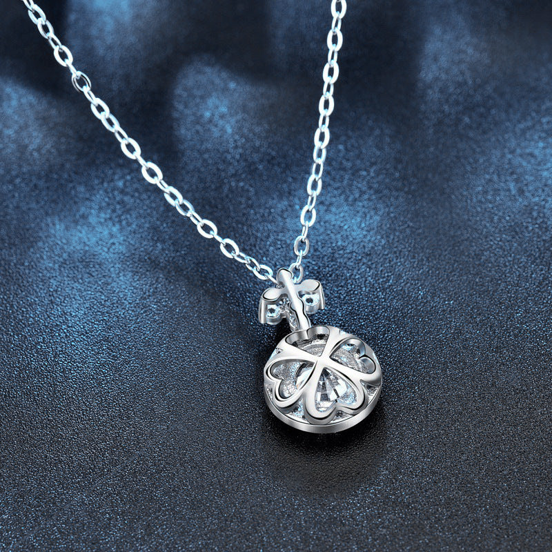 S925 Sterling Silver Round Moissanite Cross Pendant Necklace