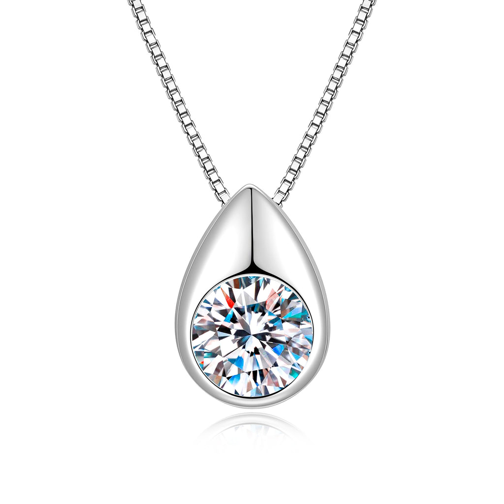 S925 Sterling Silver Oval Moissanite Pendant Necklace