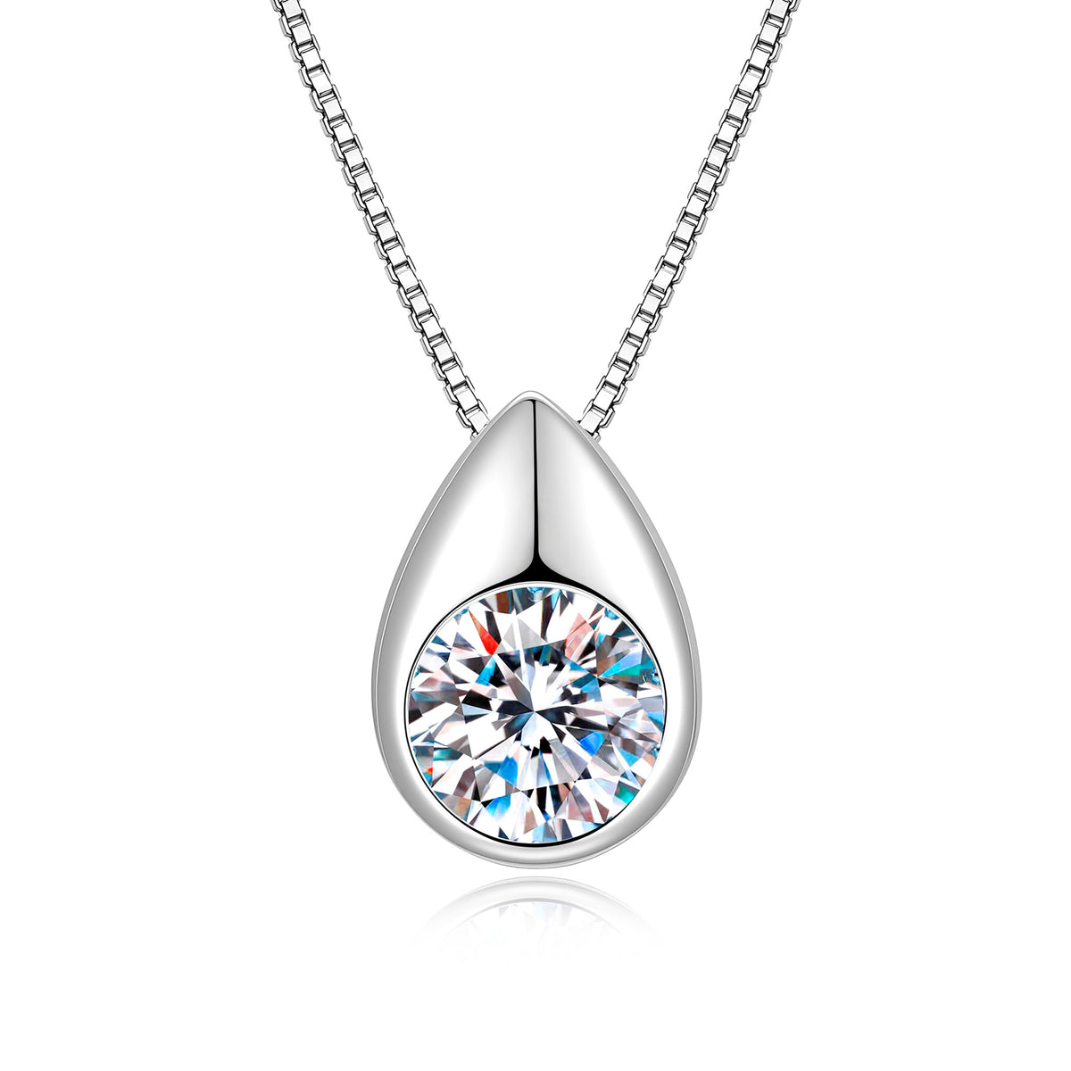 S925 Sterling Silver Oval Moissanite Pendant Necklace