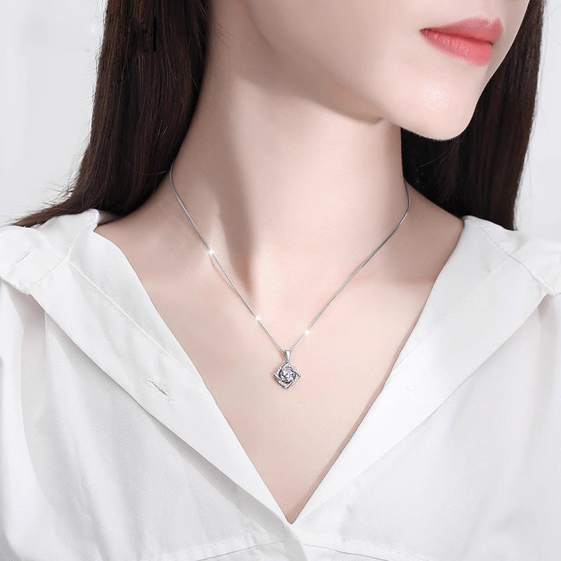 S925 Sterling Silver Moissanite Windmill Necklace