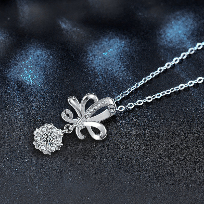 S925 Sterling Silver Moissanite Bridal Bouquet Pendant Necklace