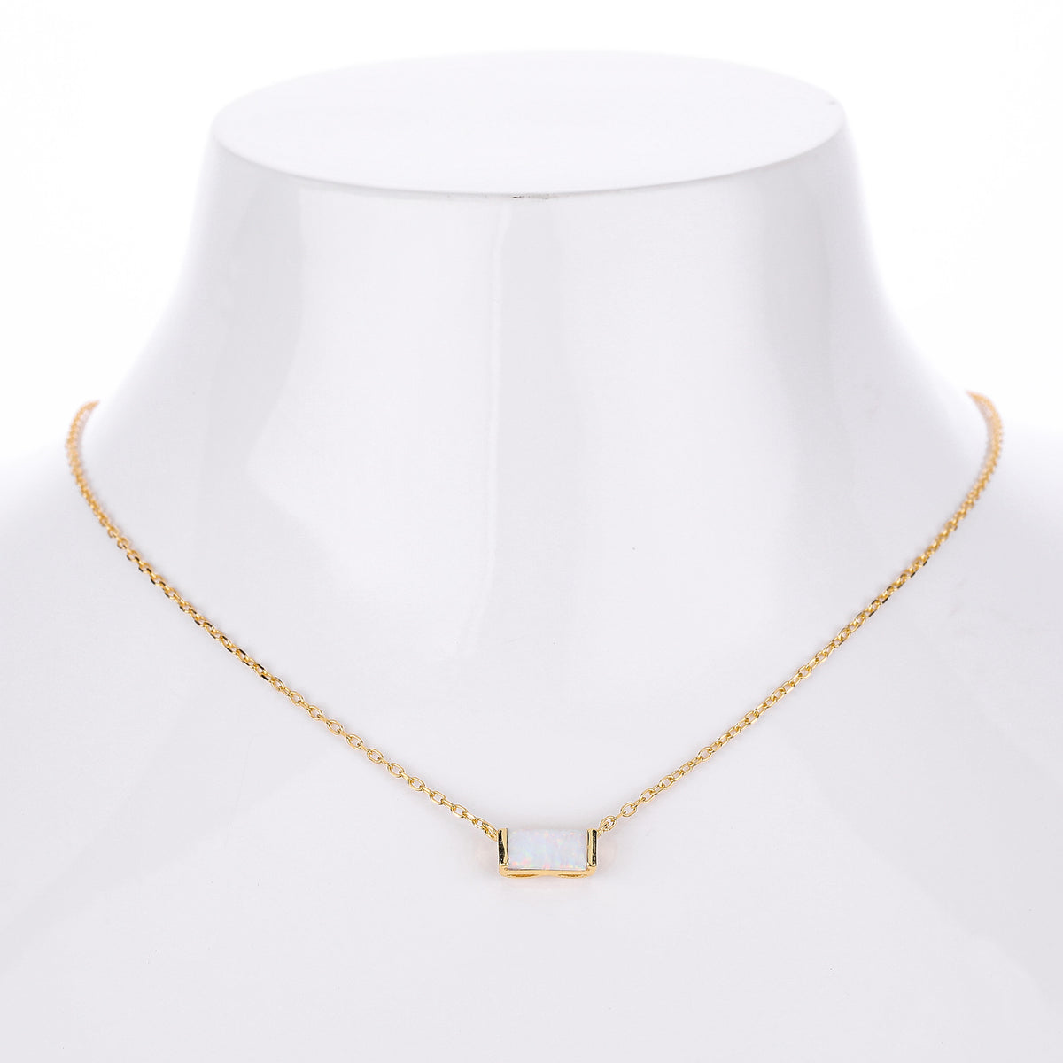 Rectangular colored zircon s925 sterling silver December birthstone collar necklace