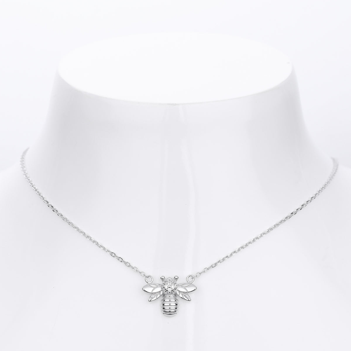 S925 pure silver fashionable zirconia bee-shaped necklace
