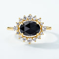 S925 Sterling Silver Gold-Plated Black Onyx Ring