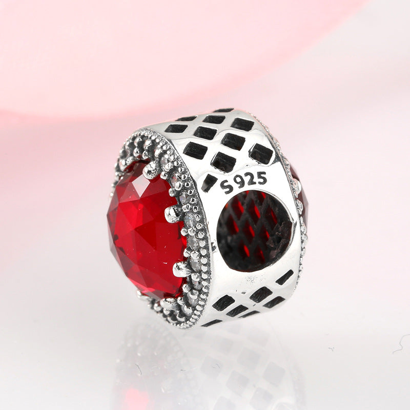 S925 Sterling Silver Beads Classic Color Zircon Snowflake Pendant