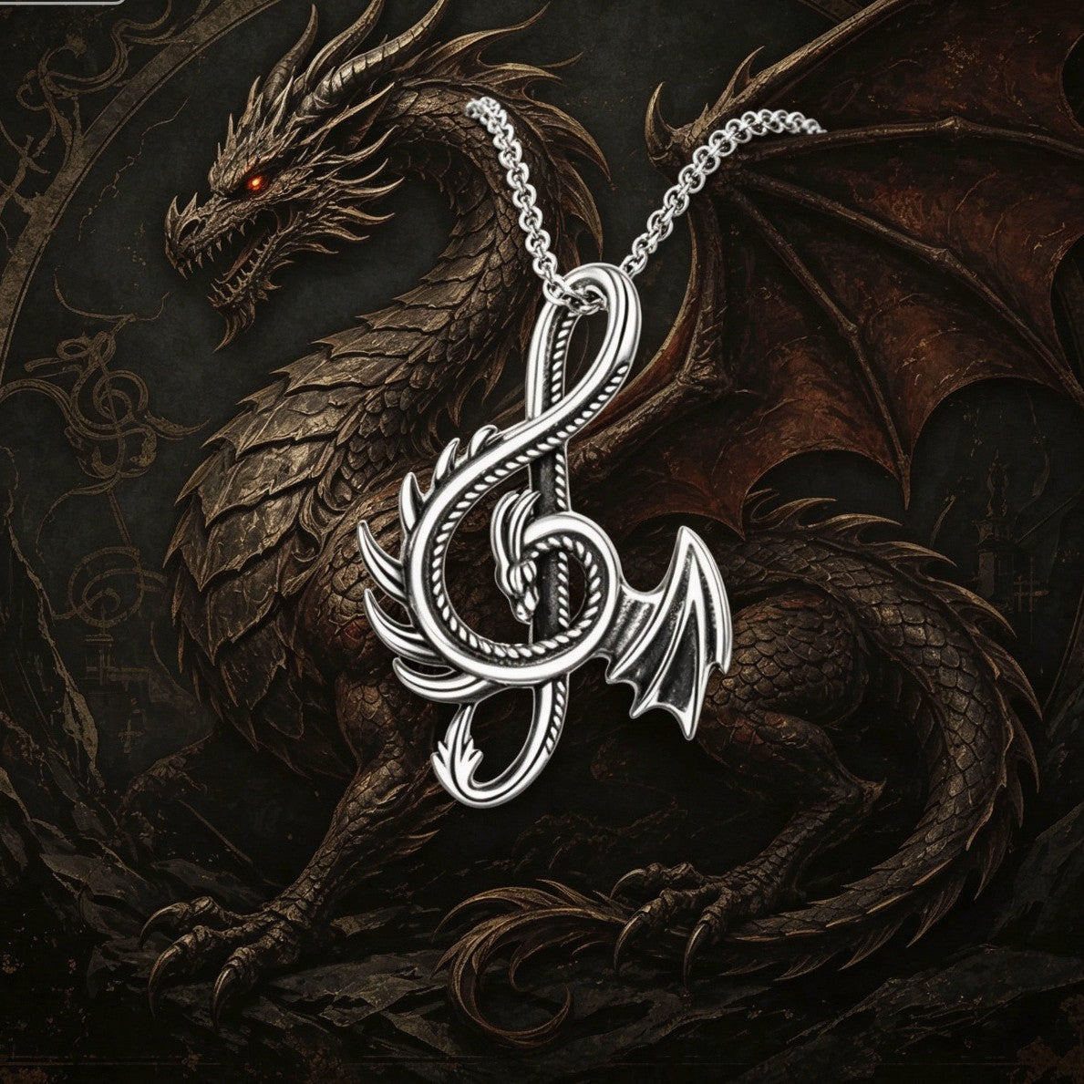 S925 Silver Vintage-Style Flying Dragon Halloween Necklace