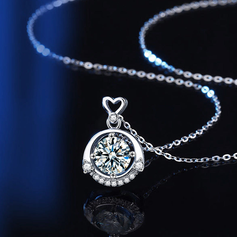 S925 Sterling Silver Moissanite Small Four-Claw Pendant Necklace