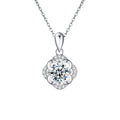 S925 Sterling Silver Moissanite Flower Stamen Four Leaf Clover Pendant Necklace