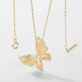 S925 Sterling Silver Gold-Plated Butterfly Zircon Inlaid Pendant Necklace