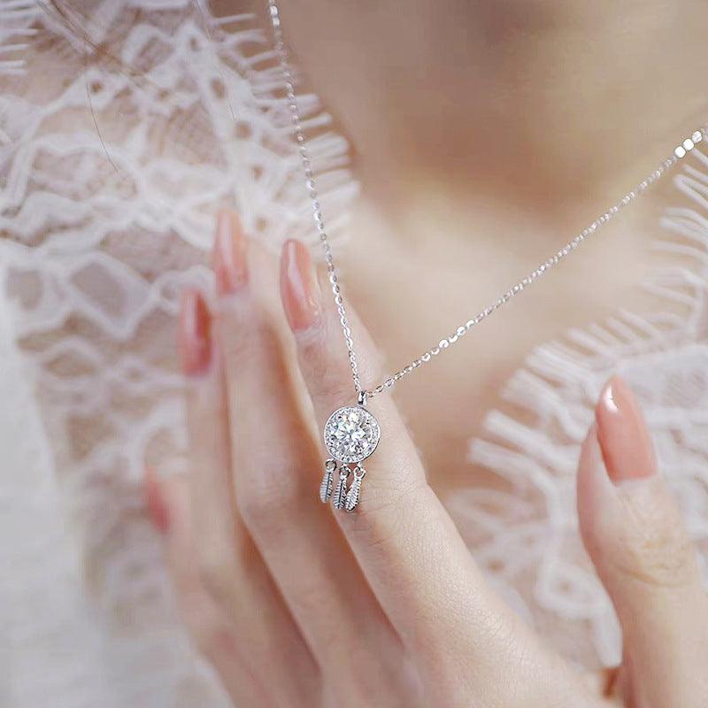S925 Sterling Silver Moissanite Dreamcatcher Necklace