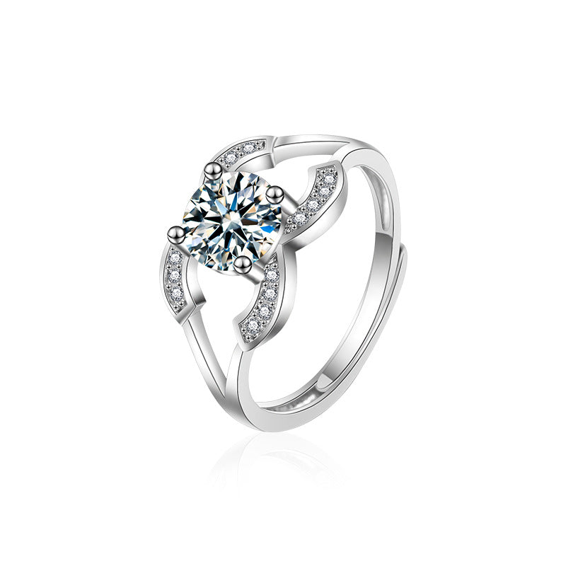 S925 Sterling Silver Moissanite Pairs of C Ring