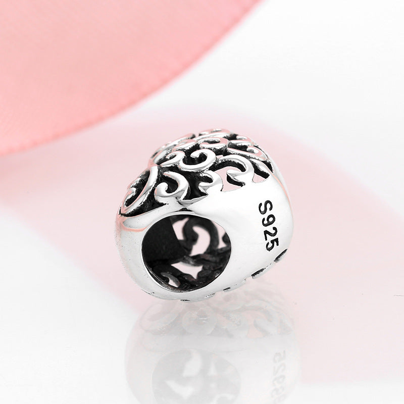 S925 Sterling Silver Hollow Heart Bead Pendant