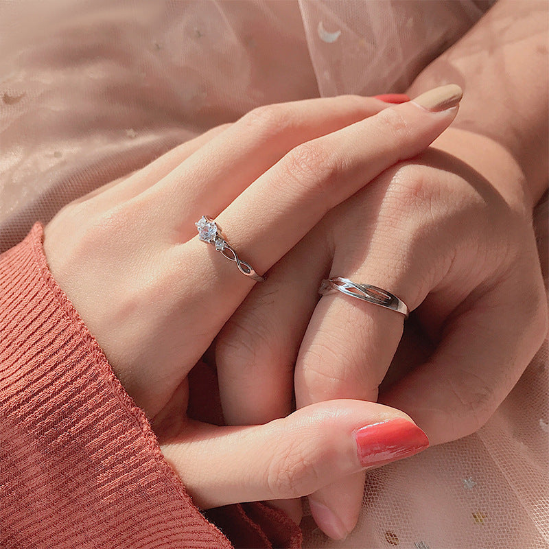 925 Sterling Silver Spiral Moissanite Couple Ring