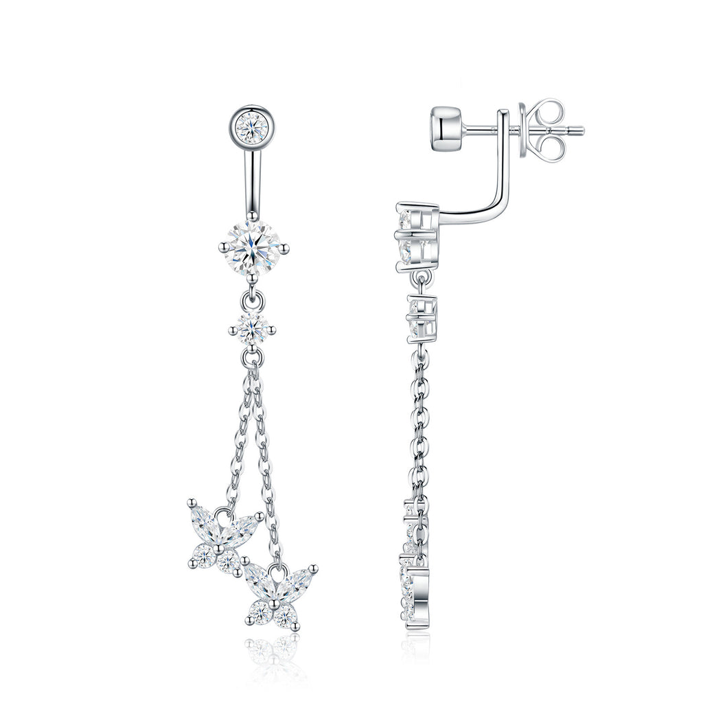 S925 Silver Long Moissanite Stud Earrings