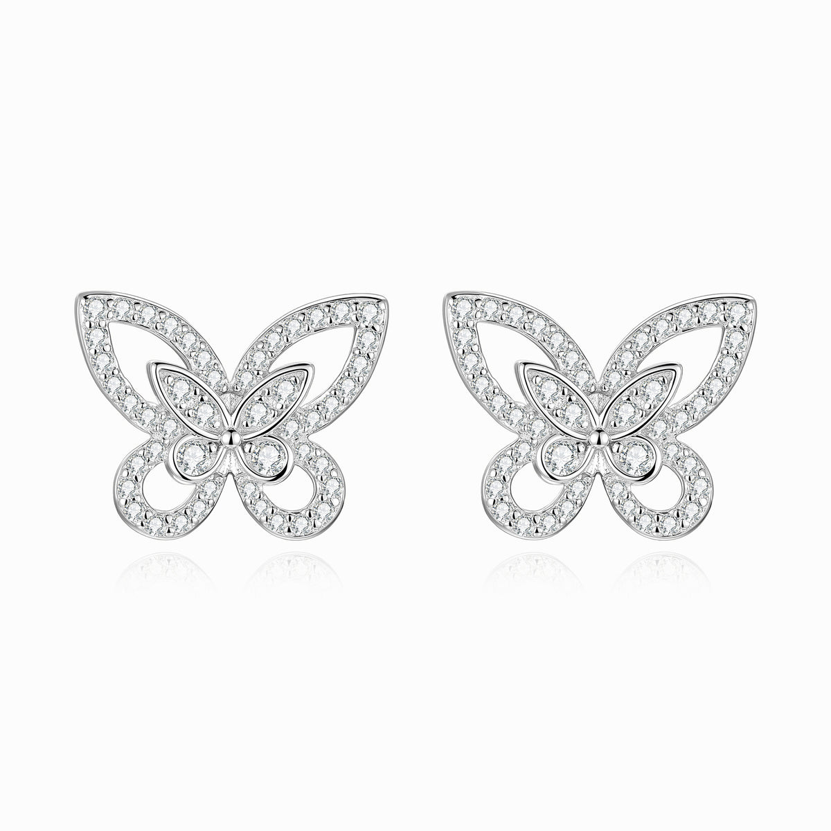 S925 Silver Micro-pave Moissanite Butterfly Stud Earrings