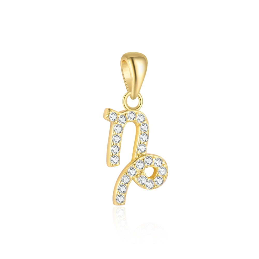 S925 Sterling Silver Zircon Zodiac Pendant
