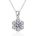 S925 Sterling Silver Moissanite Snowflake Pendant Necklace