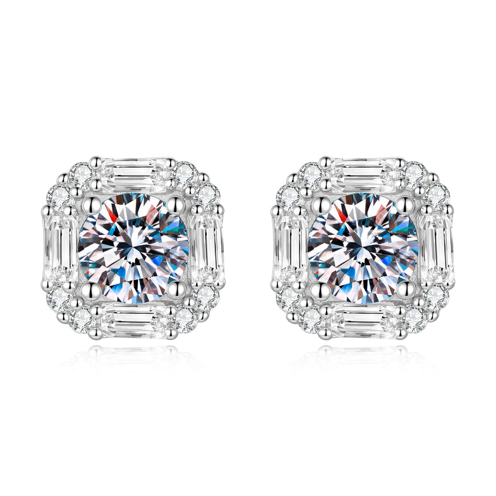 S925 Sterling Silver Square Moissanite Earrings